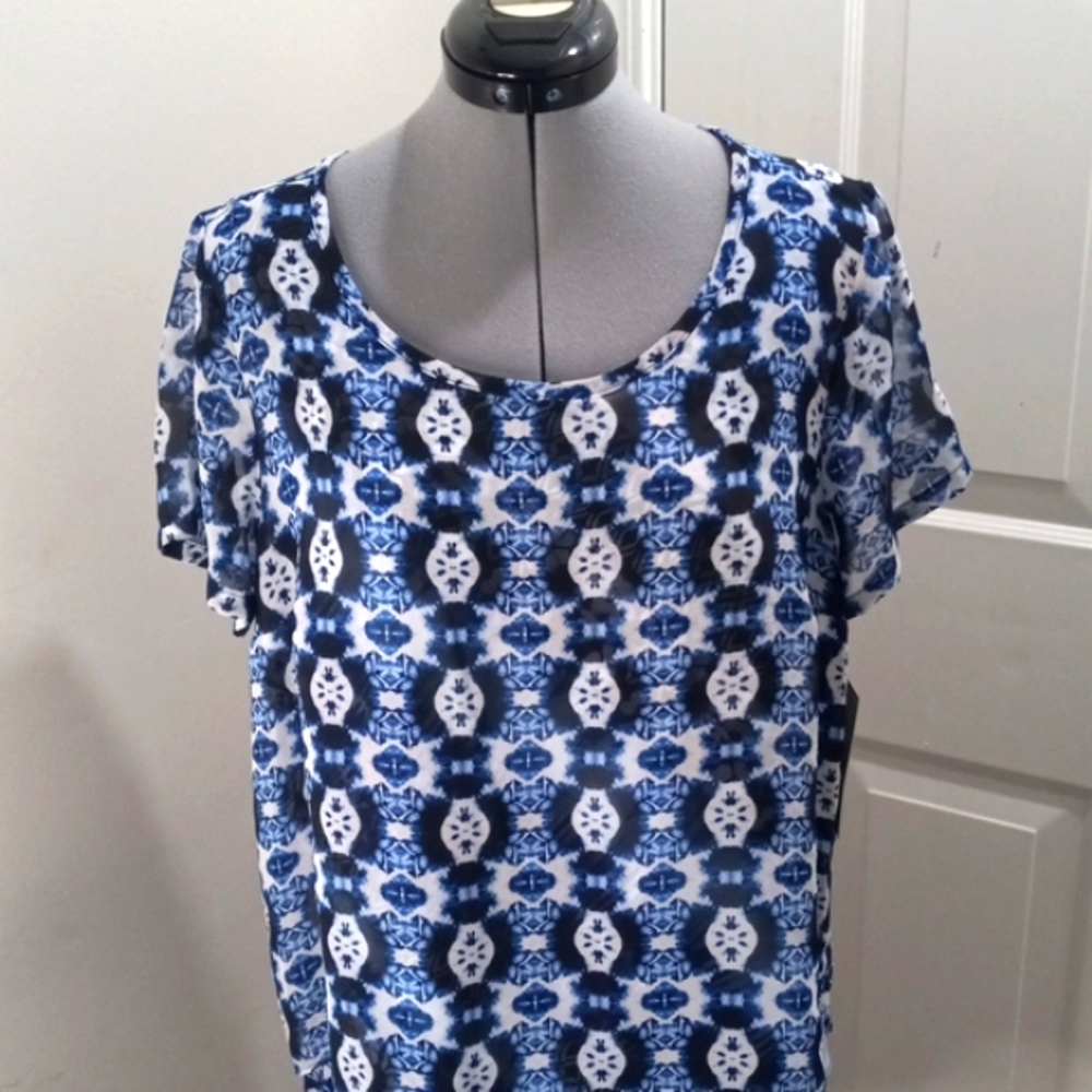 Dana Buchman Tie Dye Look 2 Tiered Top Sz L